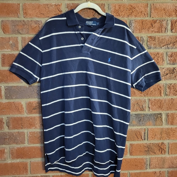 Polo Ralph Lauren Polo Shirt Mens L Blue Striped Short Sleeves Collared - Picture 5 of 6